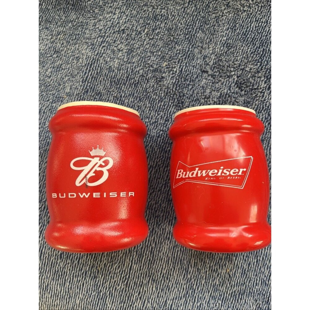 Budweiser Crown Software Tuffoam (2) Vtg Red Beer Can Cooler Koozie St. Louis